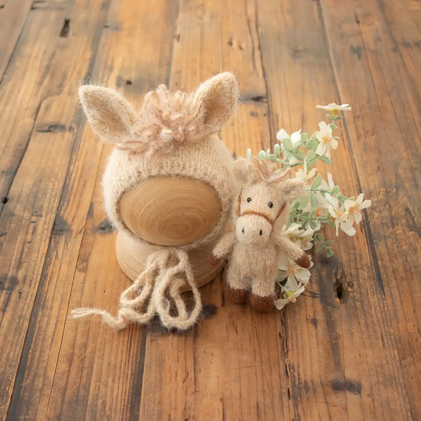 2026 Handmade Knitted Horse Doll & Hat Set - Newborn Photography Prop